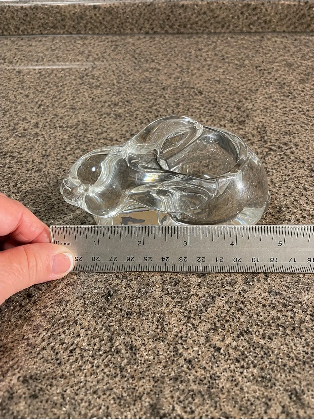 Vintage Heavy Clear Art Glass Votive Candle Holder | Sculptural Glass Tea Light